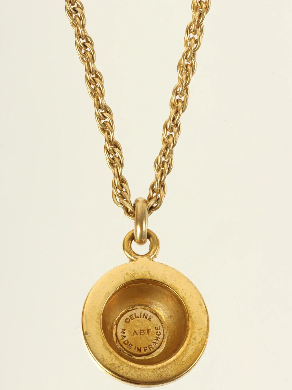 CELINE Star Motif Round Logo Necklace Gold