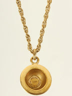 CELINE Star Motif Round Logo Necklace Gold