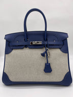 Hermes Birkin 35 Canvas Bleu de Prusse Palladium Hardware