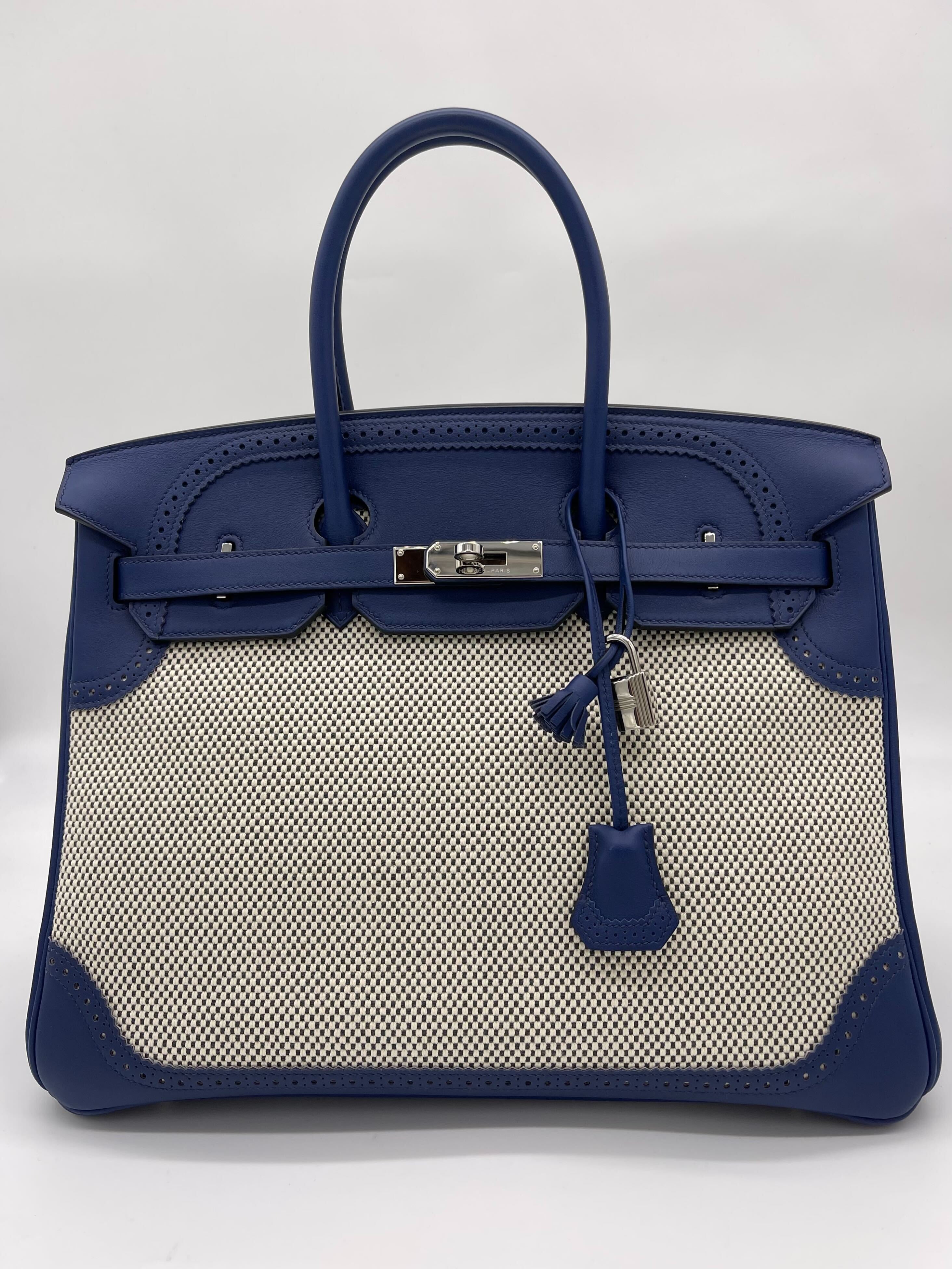 Hermes Birkin 35 Canvas Bleu de Prusse Palladium Hardware