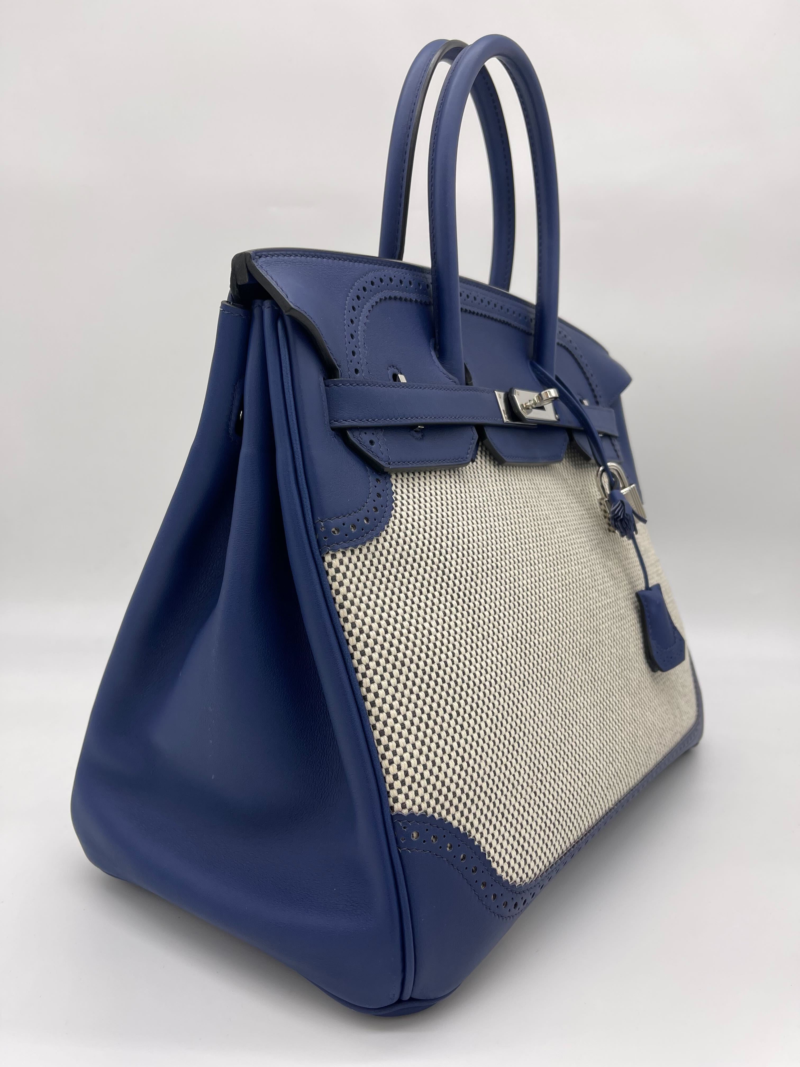 Hermes Birkin 35 Canvas Bleu de Prusse Palladium Hardware