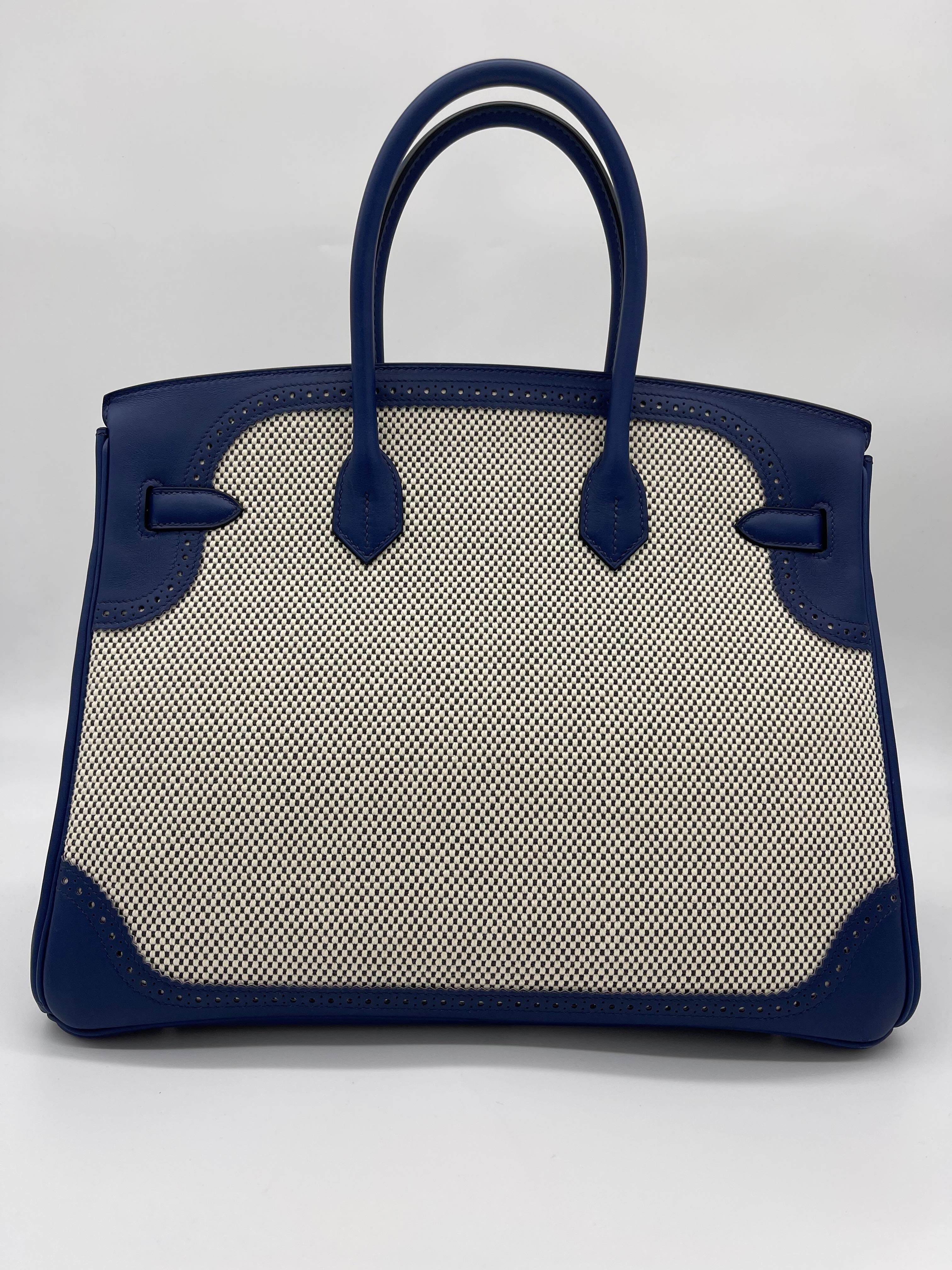 Hermes Birkin 35 Canvas Bleu de Prusse Palladium Hardware