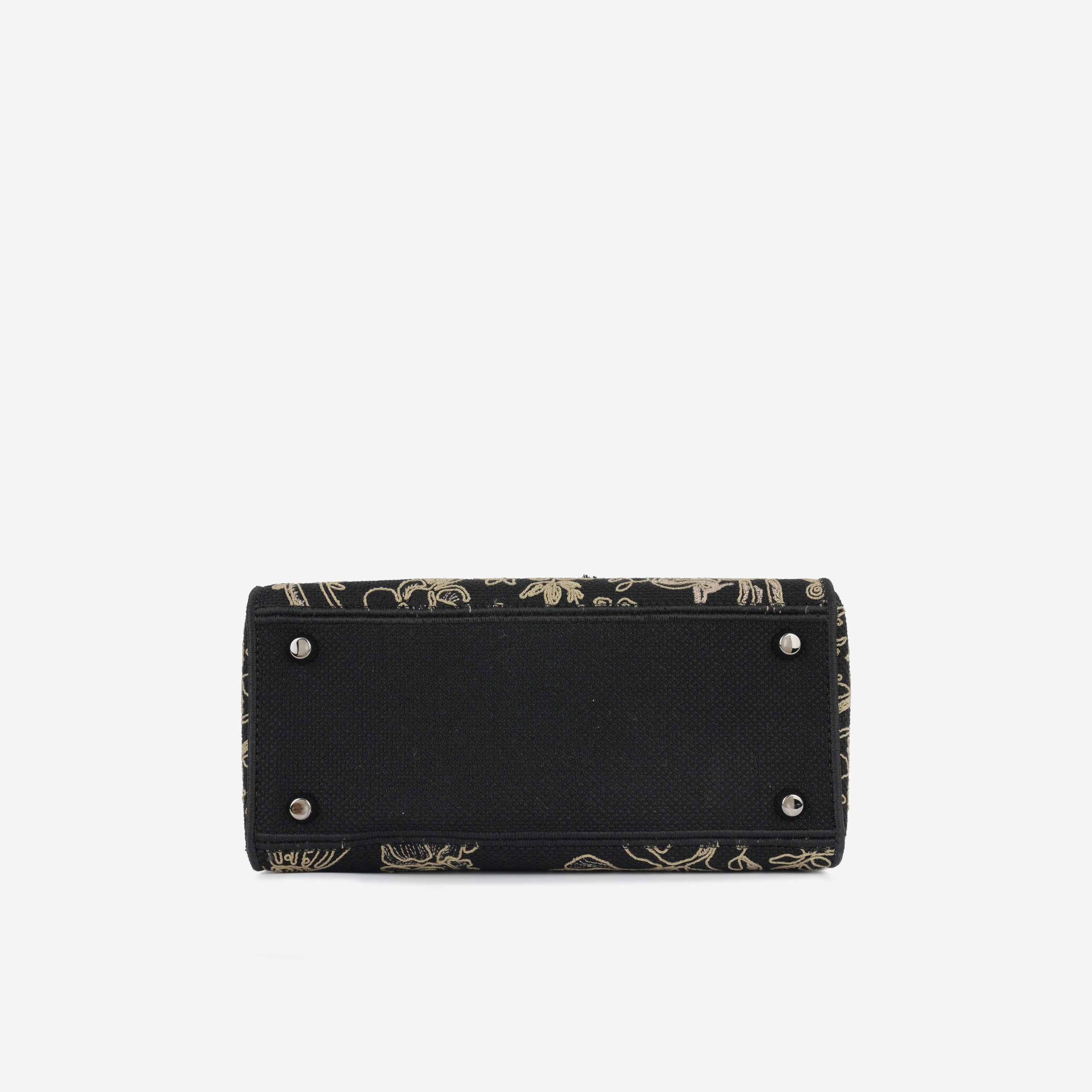 Dior Medium Lady D-Lite - Black Embroidered Toile