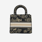 Dior Medium Lady D-Lite - Black Embroidered Toile
