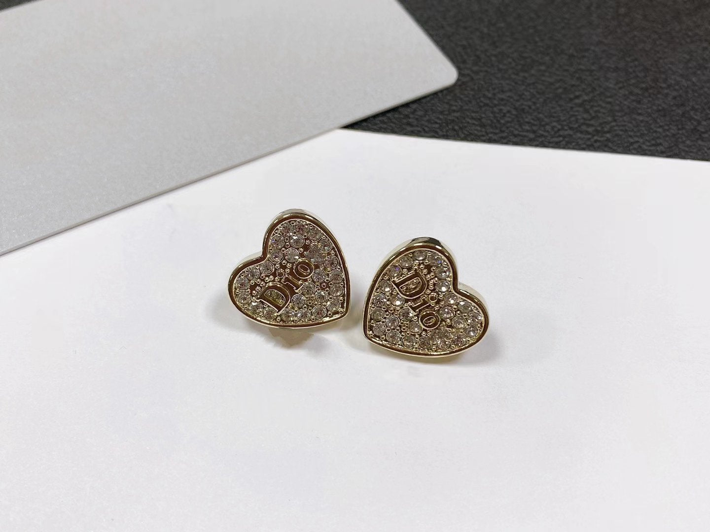 DIOR HEART EARRINGS GOLD FULL DIAMOND