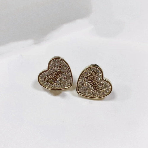 DIOR HEART EARRINGS GOLD FULL DIAMOND