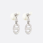 DIOR DROP PEARL TRIBALES EARRINGS SILVER