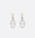 DIOR DROP PEARL TRIBALES EARRINGS SILVER