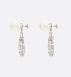 DIOR DROP PEARL TRIBALES EARRINGS SILVER