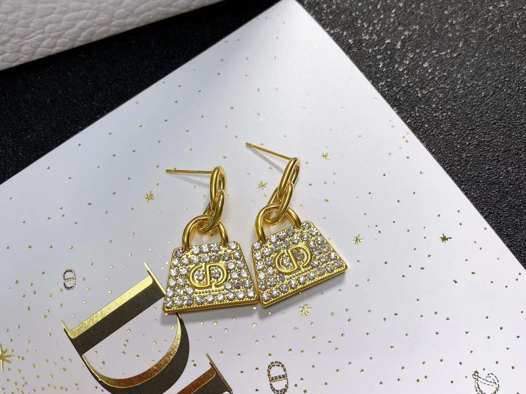 DIOR BAG GOLD DIAMOND EARRINGS