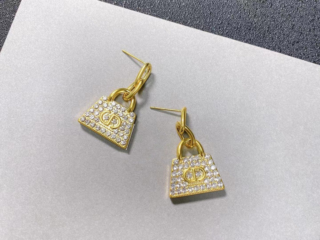 DIOR BAG GOLD DIAMOND EARRINGS