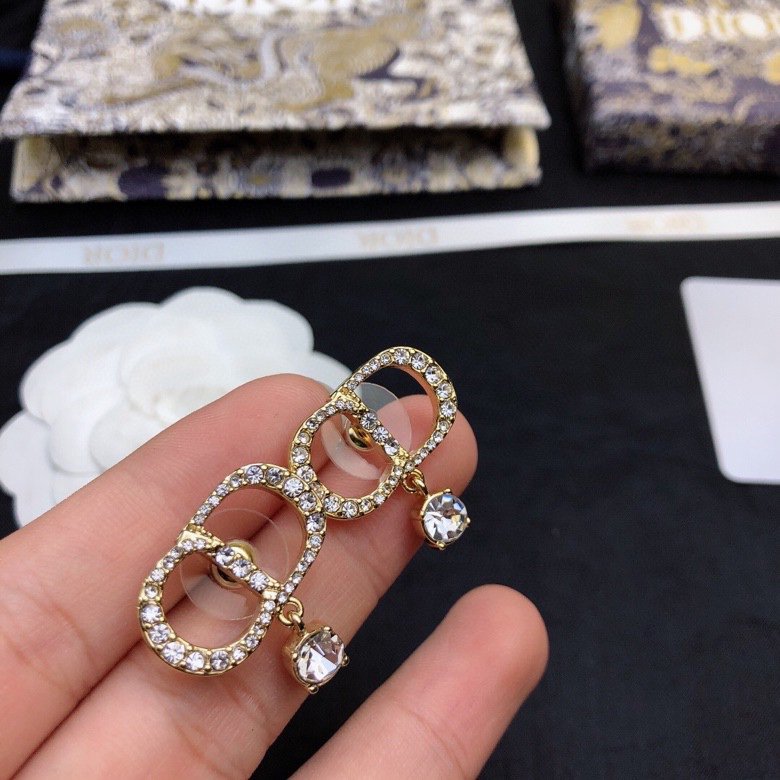 DIOR EARRINGS GOLD FULL DIAMOND