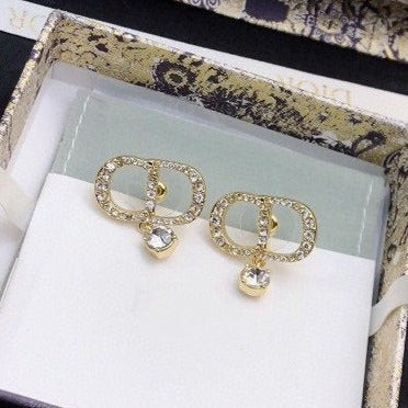 DIOR EARRINGS GOLD FULL DIAMOND