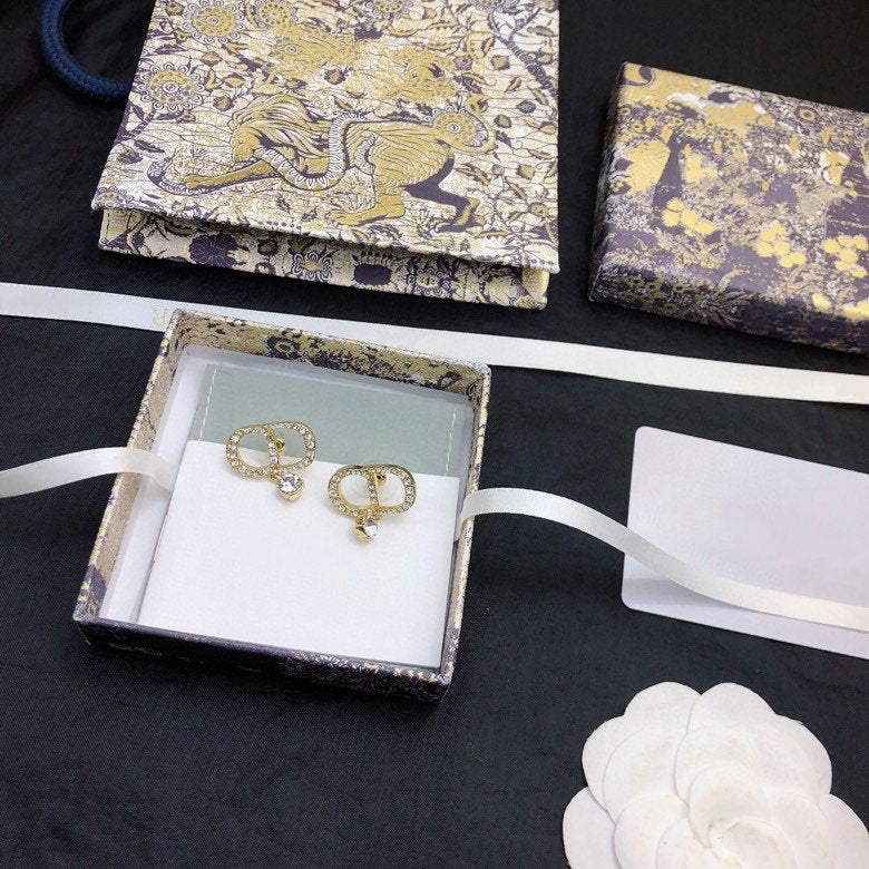 DIOR EARRINGS GOLD FULL DIAMOND