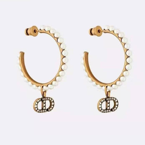 DIOR CLAIR LUNE PEARL GOLD DIAMOND EARRINGS