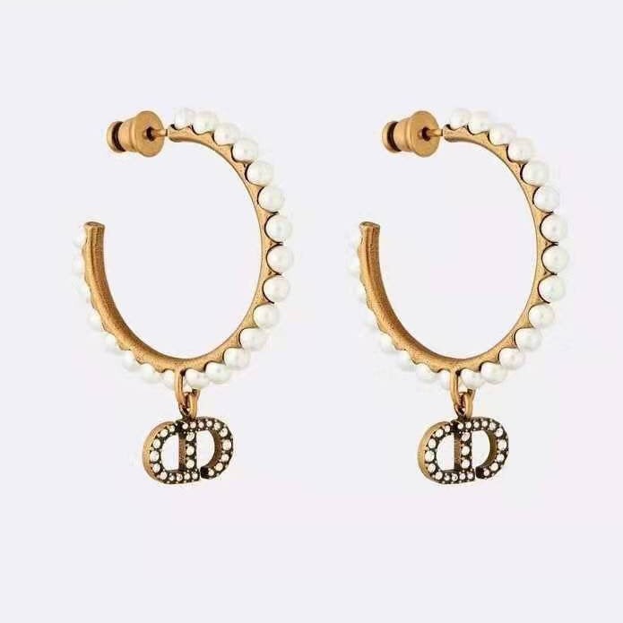 DIOR CLAIR LUNE PEARL GOLD DIAMOND EARRINGS