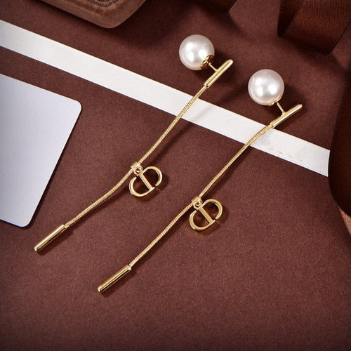 DIOR DROP MOP GOLD EARRINGS