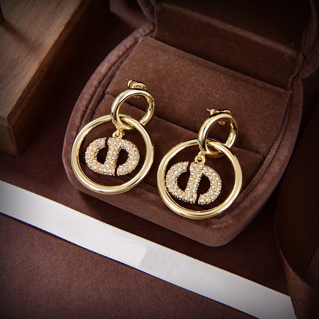 DIOR DROP GOLD DIAMOND EARRINGS