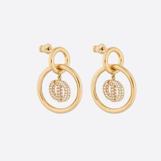 DIOR DROP GOLD DIAMOND EARRINGS