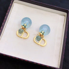 DIOR PEARL BLUE GOLD EARRINGS