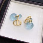 DIOR PEARL BLUE GOLD EARRINGS