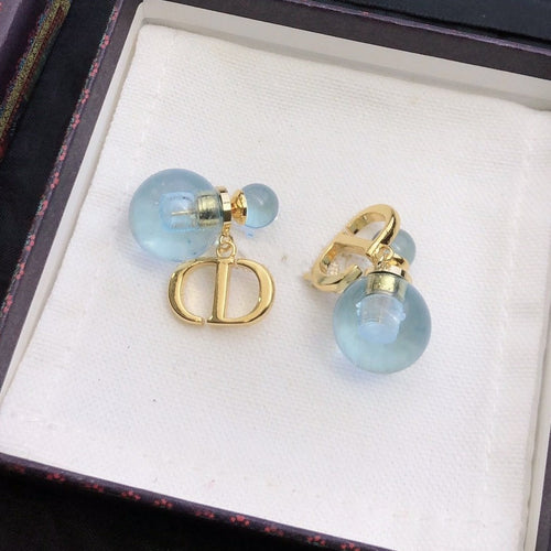 DIOR PEARL BLUE GOLD EARRINGS
