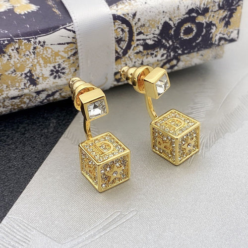 DIOR D-STAR GOLD DIAMOND EARRINGS