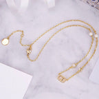 DIOR NECKLACE PEDANT GOLD DIAMOND 4 PEARL