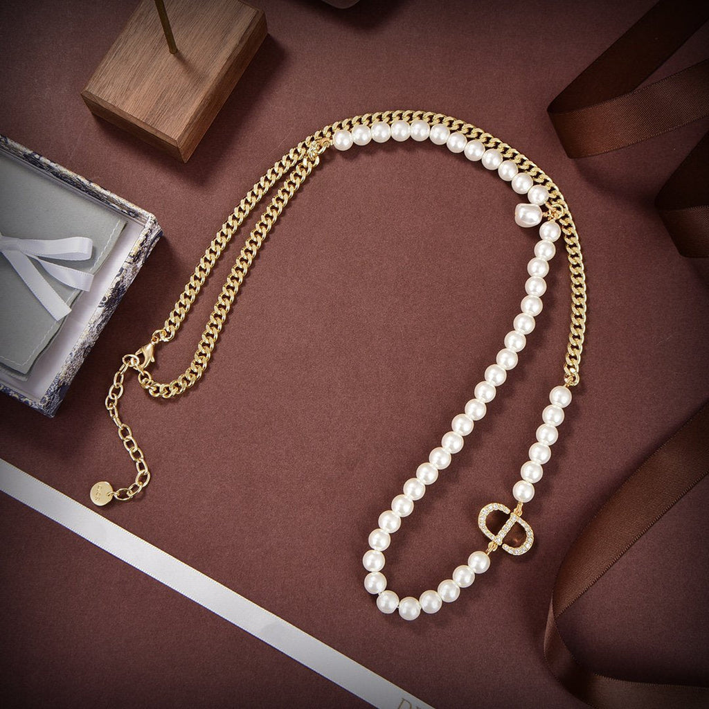 DIOR PEARL GOLD DIAMOND NECKLACE