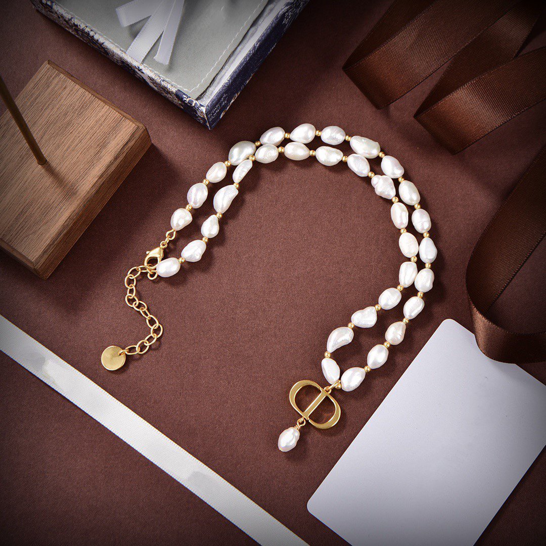 DIOR GOLD FULL PEARL NECKLACE