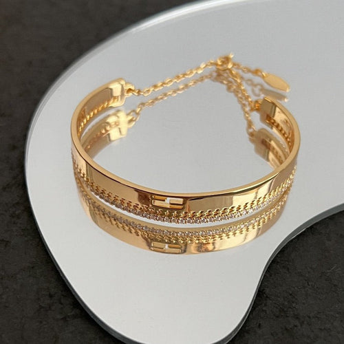 FENDI F BRACELET GOLD DIAMOND