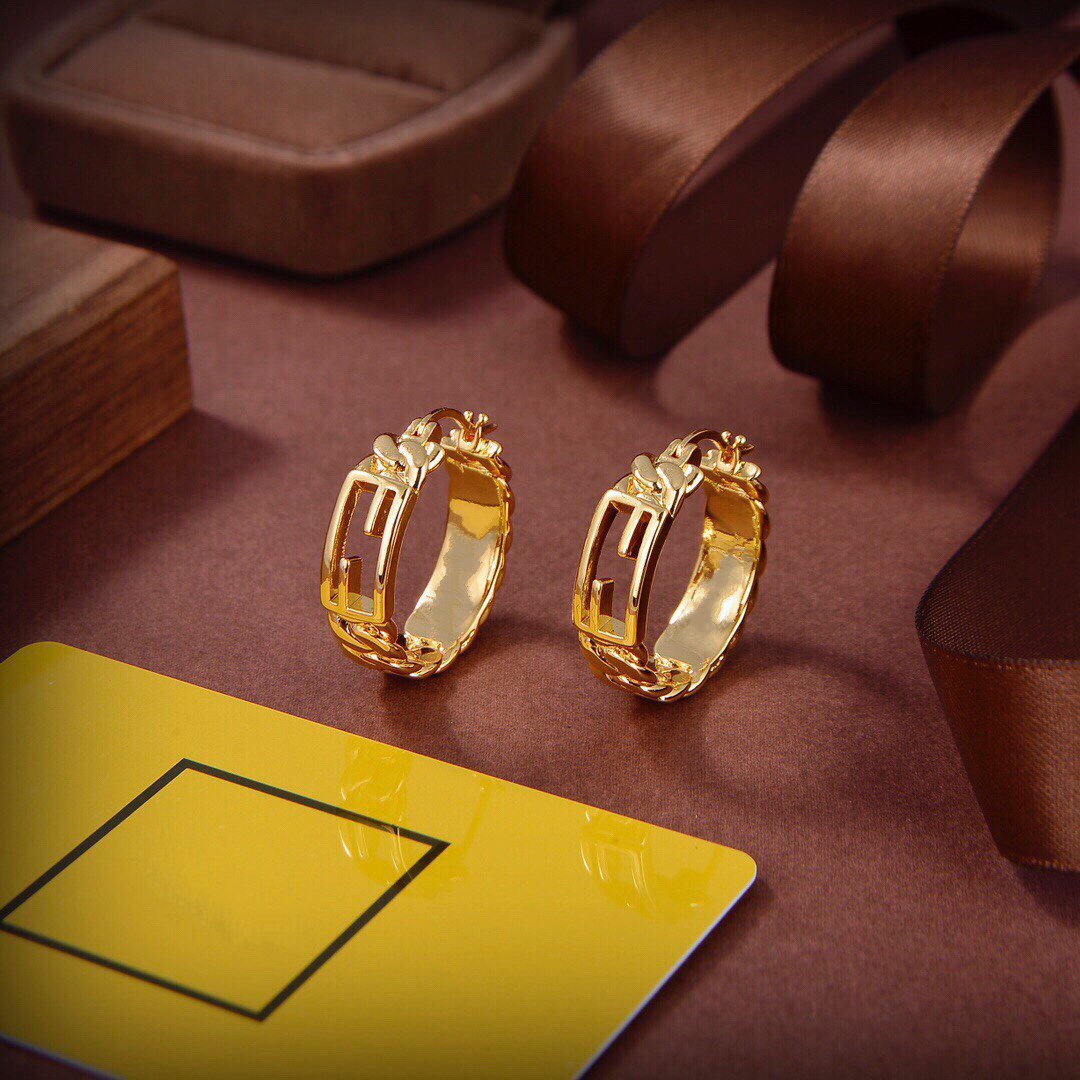 FENDI BAGUETTE SMALL EARRINGS GOLD