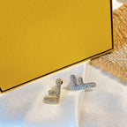 FENDI FF EARRINGS SMALL SILVER&GOLD DIAMOND