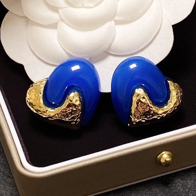 FENDI F HEART GOLD BLUE EARRINGS
