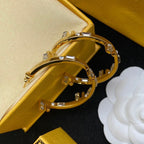 FENDI FF LOGO HOOP EARRINGS GOLD DIAMOND