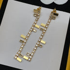 FENDI FF LOGO DROP GOLD DIAMOND EARRINGS