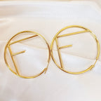 FENDI F GOLD FULL DIAMOND LETTER EARRINGS