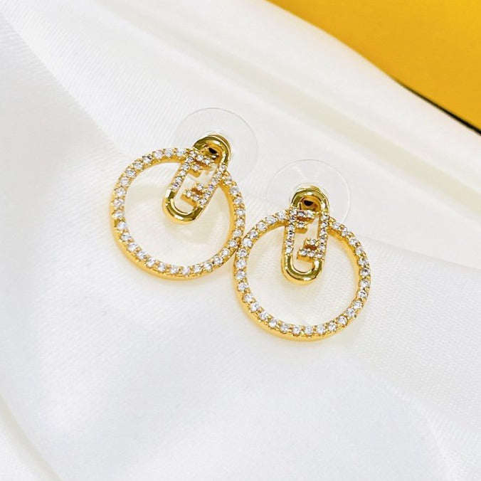 FENDI O’LOCK EARRINGS GOLD DIAMOND