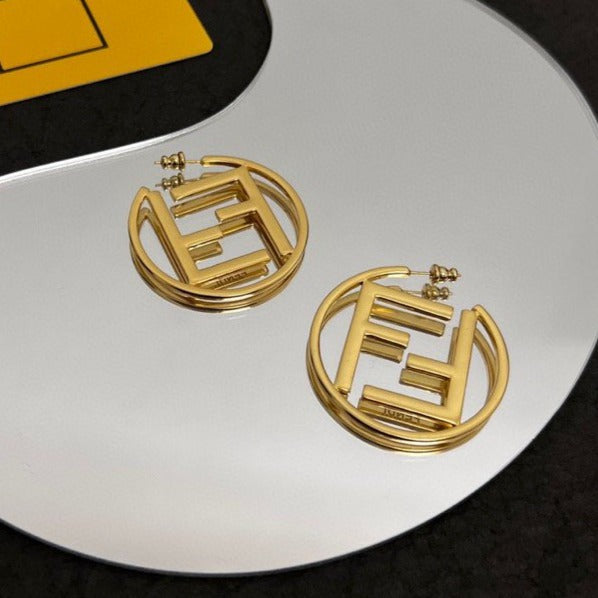 FENDI DOUBLE F GOLD EARRINGS