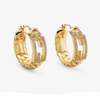 FENDI BAGUETTE SMALL EARRINGS GOLD DIAMOND