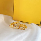 FENDI BAGUETTE SMALL EARRINGS GOLD DIAMOND