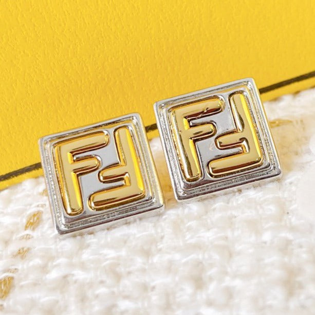 FENDI DOUBLE F EARRINGS SILVER GOLD