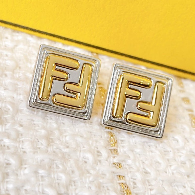 FENDI DOUBLE F EARRINGS SILVER GOLD