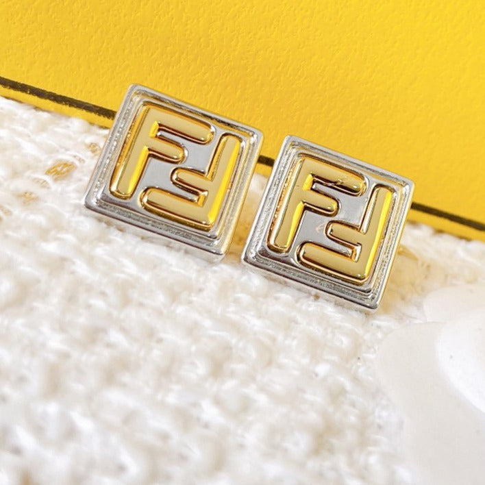 FENDI DOUBLE F EARRINGS SILVER GOLD