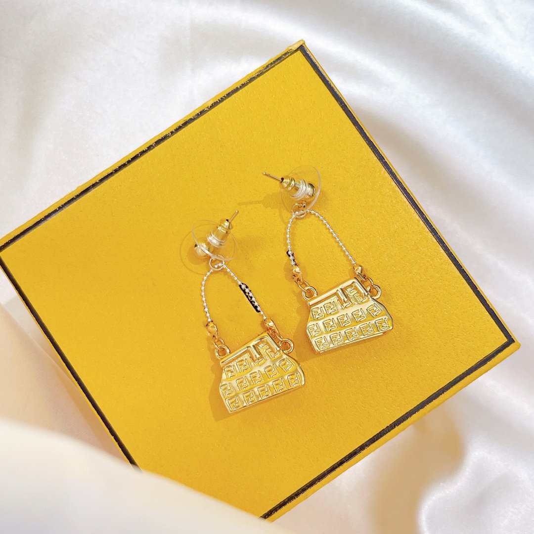 FENDI FF BAG GOLD EARRINGS