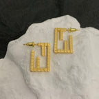 FENDI FF BAGUETTE MOTIF SHAPED GOLD EARRINGS