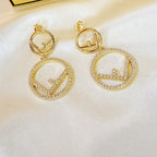 FENDI DOUBLE F GOLD DIAMOND EARRINGS