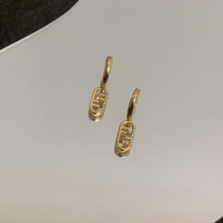 FENDI FF HOOP O'LOCK GOLD DIAMOND EARRINGS