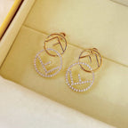 FENDI DOUBLE F EARRINGS GOLD DIAMOND