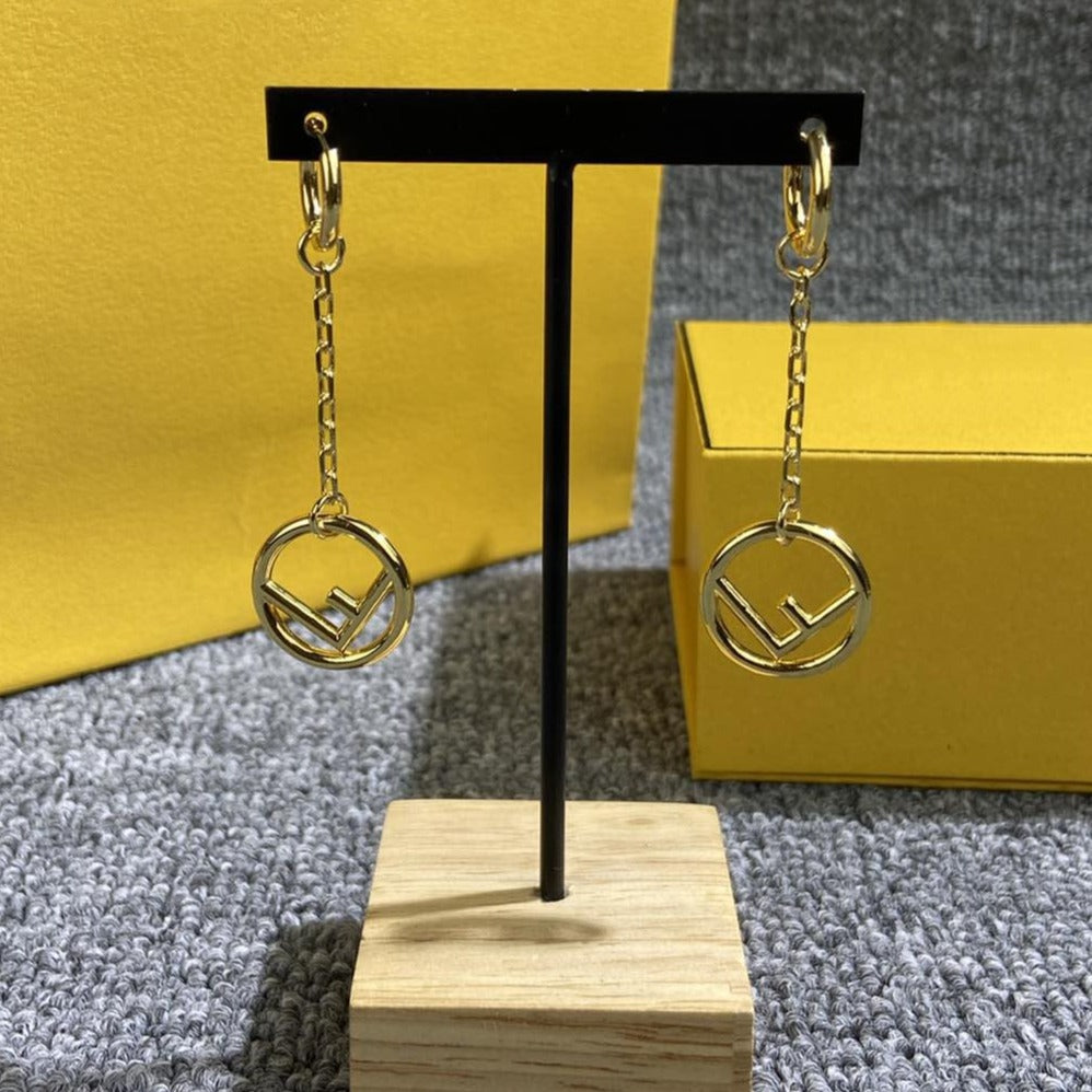 FENDI F DROP GOLD EARRINGS